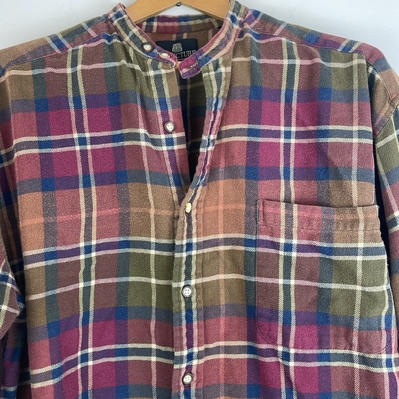 Vintage Structure Plaid Button-Up Shirt Men SZ M Cotton - Picture 2 of 9